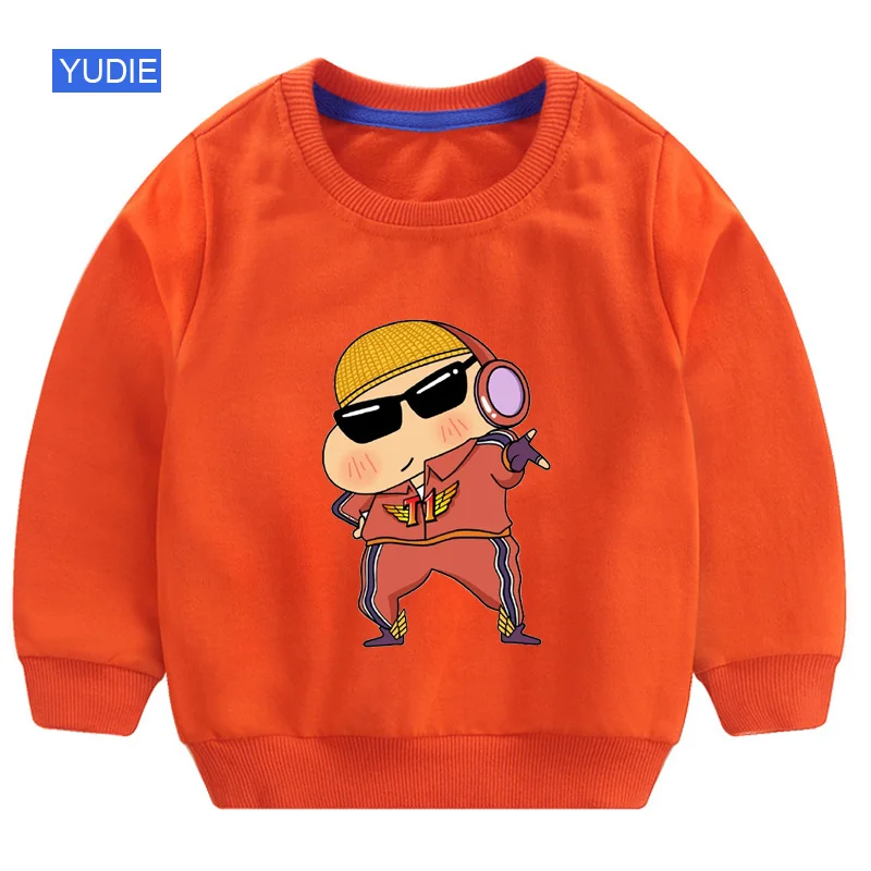 sweatshirt Orange Детский свитер; толстовки для мальчиков; толстовка с капюшоном с забавным рисунком «Crayon Shin Chan»; детская белая забавная осенняя одежда года для мальчиков 6 лет - Цвет: sweatshirt Orange