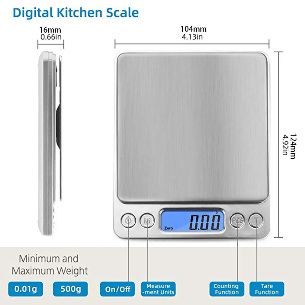 Цифровые кухонные весы с зарядкой от Usb, мини весы для еды, высокая точность, ЖК-дисплей, ювелирные весы с платформой