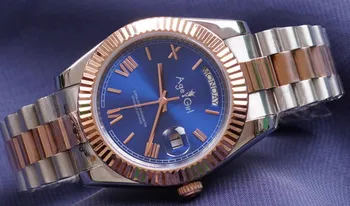 

Luxury Brand New Men Daydate Silver Rose Gold Green Blue Automatic Mechanical Stainless Steel Sapphire Rome Dial Watch 36mm