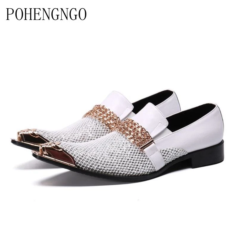 white and gold loafers mens