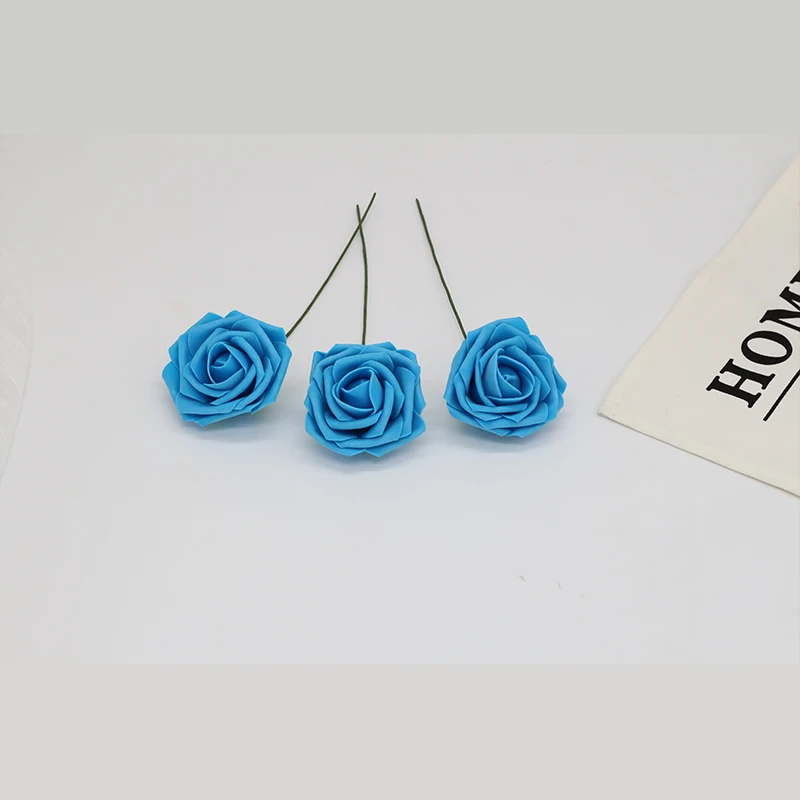 Бирюзовые синие розы искусственные цветы для свадьбы 8 см искусственные розы синие цветы 100 стебли для свадебного стола центральный элемент LNPE015