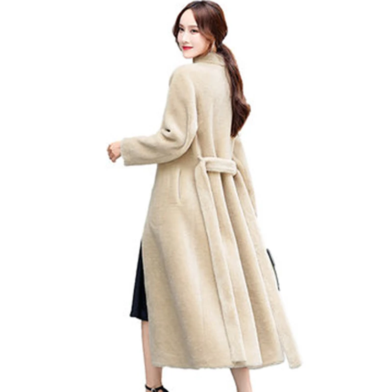 

Winter Real Fur Coat For Women 2020 New Warm Sheep Shearing Jacket Female Long Parka Mujer Wool Jackets Suede Lining tops LX2561