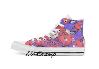 

Wrens and Rosellas Delight Custom Casual High Top lace-up Canvas shoes sneakers Drop shipping