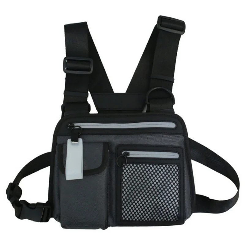 

Men Chest Rig Bag Reflective Tactical Hip-hop Chest Bag Multi-function Vest Function Tactical Chest Rig Bag Reflective Waist Bag