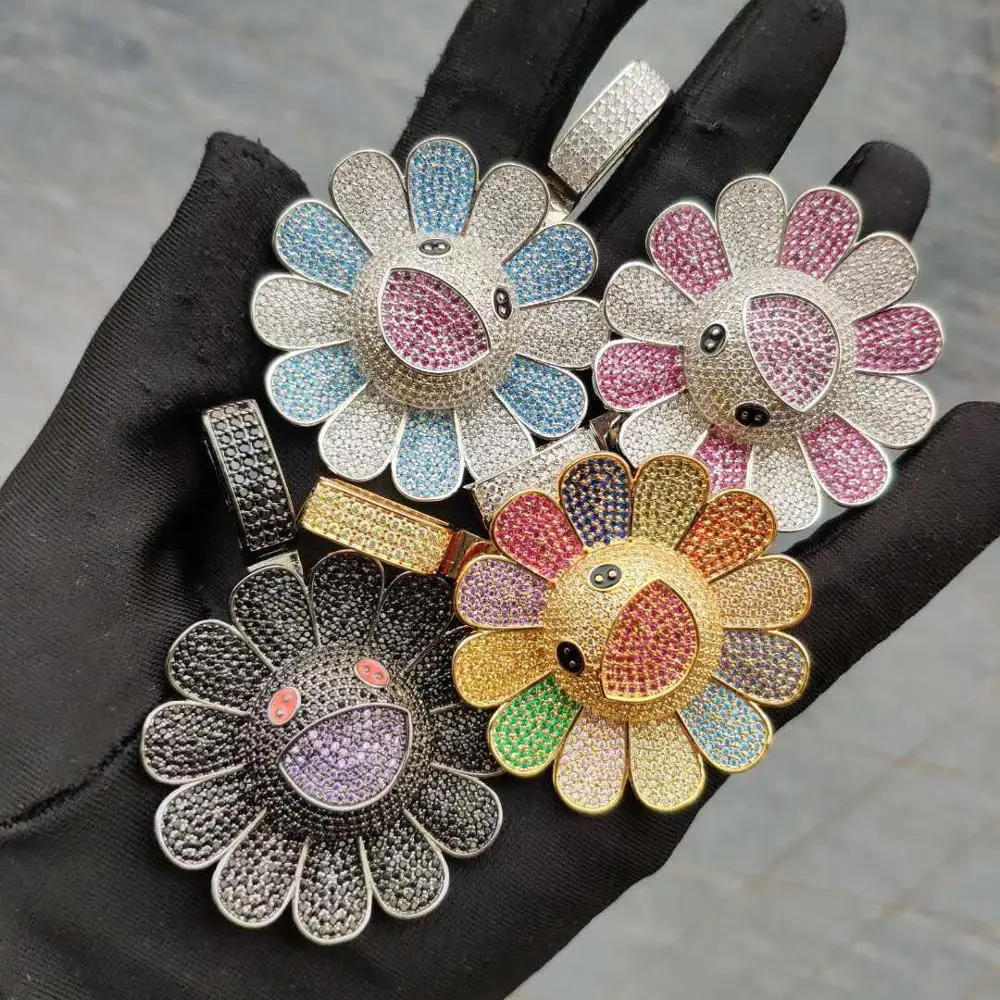 

Sunflower Pendant AAA Zircon Necklace Pendant Spin Rotatable Fashion Jewelry Accessories