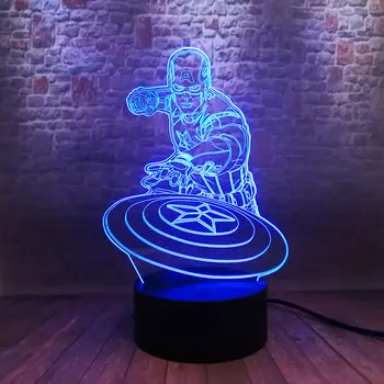 

Cool 3D Nightlight LED 7 Colors Changing Light Flash Marvel Model Avengers Captain America Figure Toys