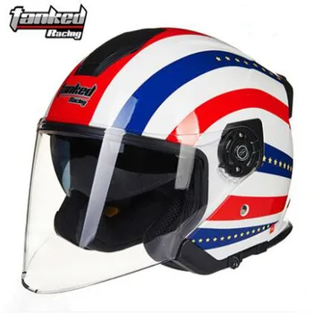 

Free shipping Tanked racing Double lens motrcycle helmet Half motorbike motorcross safety helmet T597 All lining unpick and wash