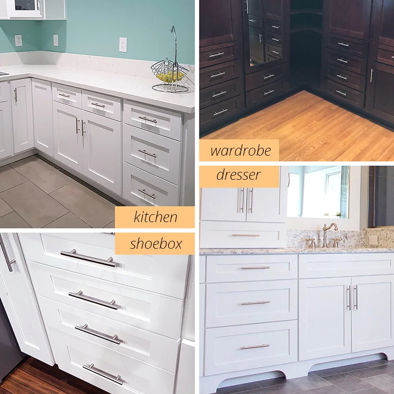 KAK 20pcs Brushed Gold Kitchen Handle Stainless Steel T Bar Door Pull 76mm 96mm Cabinet Knobs and Handles Black Furniture Handle - Image 4