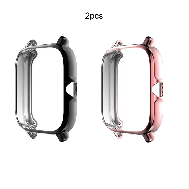 Bracelet Protective Case For Xiaomi Amazfit GTS 2 Mini 3 2e Bip S Lite U Pro Strap Stainless Steel Band Touch Screen Protector Black-Pink