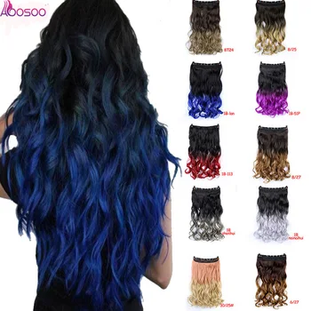 

Long wavy Black purple Blue Ladies Hair High Temperature Synthetic Ombre Hair Clips for Hair Extension