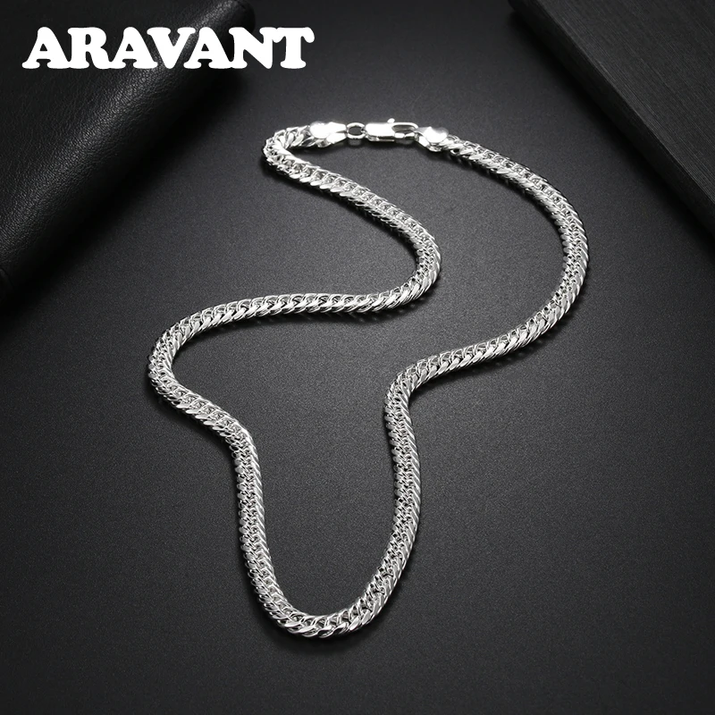 Silver Necklace Chain 6MM 925 For Men Women Fashion Jewelry silver necklace,fashion necklace,metal necklace,sterling chain necklace