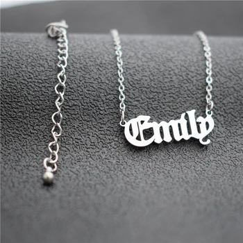 

Old English Custom Name Necklace for Women Collares Emily Emma Jennifer Jessica Pendant Custom Jewelry
