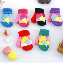 Детские варежки; яркие вязаные теплые мягкие милые детские перчатки с героями мультфильмов для мальчиков и девочек