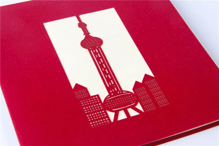 Tourism Scenic Area Cards Stereo Architecture Cards Oriental Pearl Body Cards Architecture Sculpture Hollow out Wholesale Custom