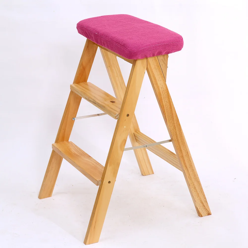 Креативный складной стул из твердой древесины простой кухонный лестница