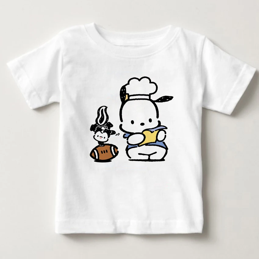 

Free Shipping 2-15 Year Old Children T - Shirt S-3XL Pochacco DOG Cartoon Printing Boy and Girl Summer Short Sleeves T Shirt