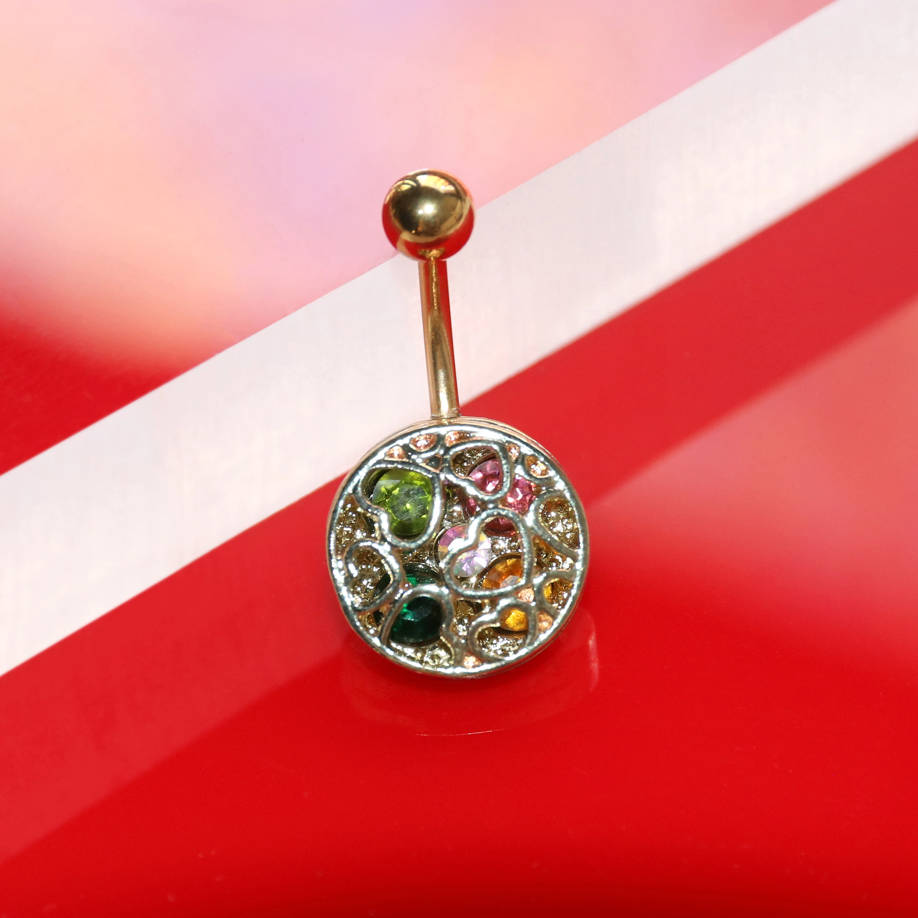 Heartshaped Hollow Belly Button Piercing Medical Steel Ewelry Body