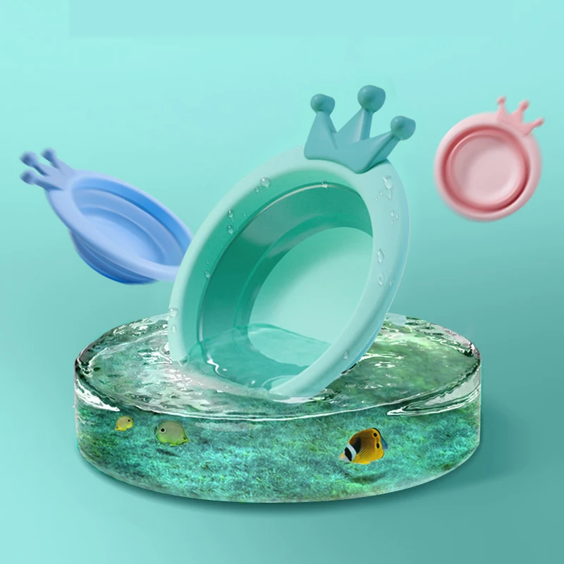 

2Pcs Portable Foldable Baby Bath Tub Infant Washbasin Collapsible Tourism Newborn Folding Basin Wash Holder Footbath Basin