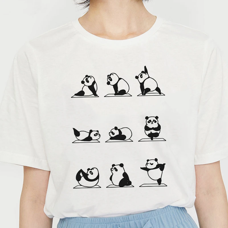 

New Summer Panda Cartoon Kawaii Harajuku Fashion Large Size Loose Casual Short Sleeve Female Tops Tees Vintage Cartoon T-Shirt