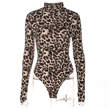 

Hirigin Autumn Women's Sexy Long Sleeve Sexy Casual Stretch Leotard Print Bodysuit One-Piece Jumpsuit Romper Top