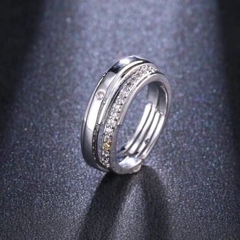 

New Fashion Simple Design Silver Plated Delicate Adjustable Ring Sets WIth Tiny Zirconia Ring Jewelry for Women