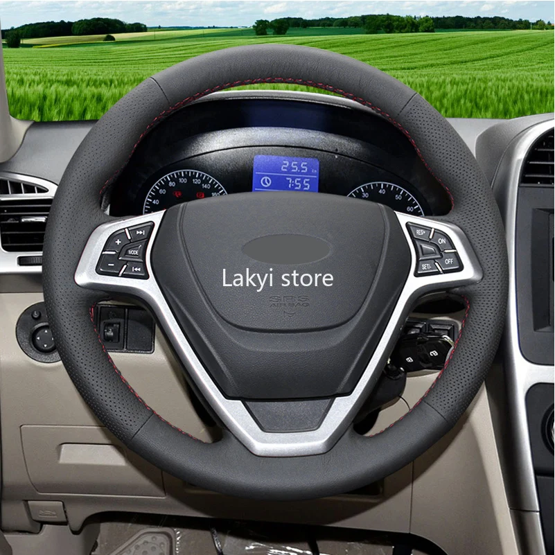 DIY Hand Quilting Stitches Black Top Layer Feather Car Steering Wheel Cover for Chery Tiggo 5 3 A3 | Автомобили и мотоциклы