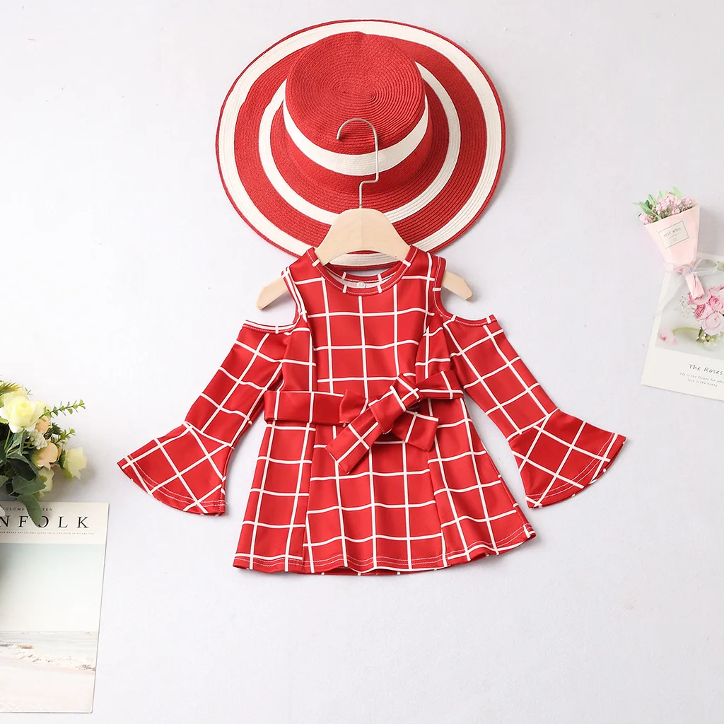 Autumn Family Dress Mother and Daughter Matching Red Plaid Dresses Family Matching Mom Kids Girls Ladies Outfits Clothes Dresses