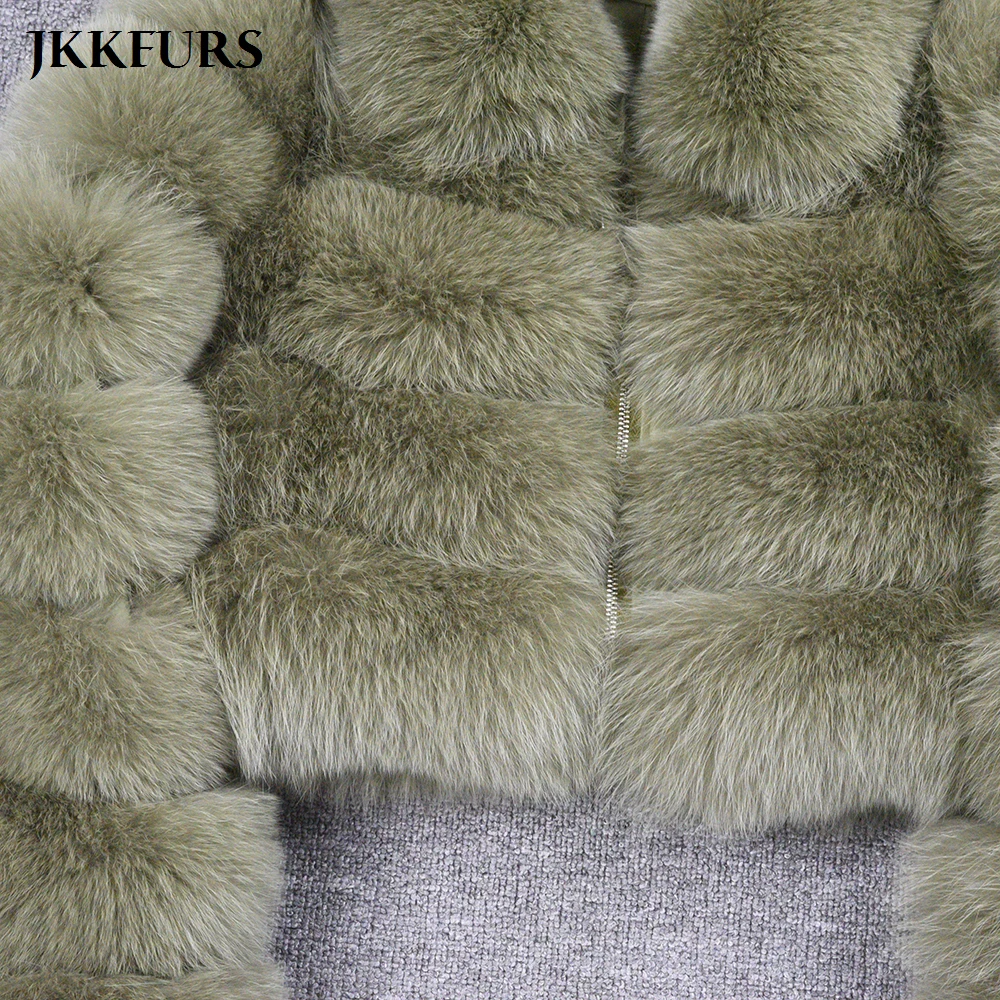 Winter New Women's Real Fox Fur Jacket Zipper Lady Short Style Fur Coat Thick Warm Fur Outerwear S7636