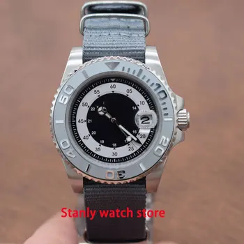 

Sapphire glass Bliger 40mm black sterile dial luminous ceramic bezel date magnifier nylon strap automatic movement men's watch