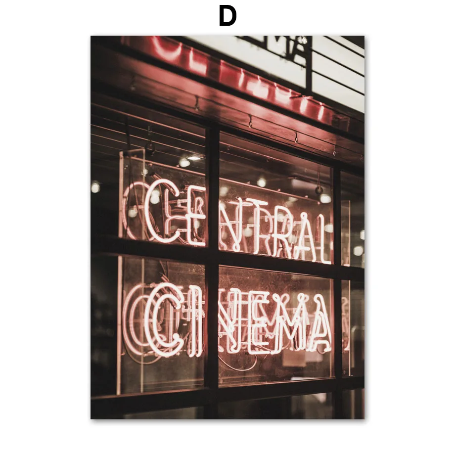 Pink-Sea-Church-Neon-Light-City-Street-Nordic-Posters-And-Prints-Wall-Art-Canvas-Painting-Club (4)