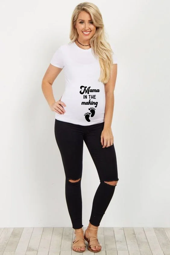 

Mama In The Making Pregnancy Clothes T Shir Pregnancy Short Sleeve Funny Printing Maternity Clothes Soft Tops Casual Fashion