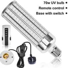 70W LED UV Germicidal Lamp E26/E27 Remote Control Timer Sterilizing Light Bulb Corn Cob Row Aluminum UV Germicidal Light Bulb