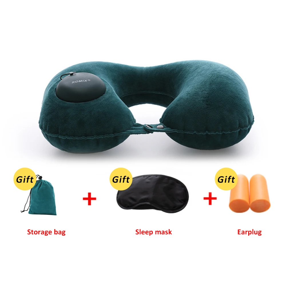 Portable U-Shape Inflatable Travel Pillow Car Head Rest Air Cushion for Travel Neck Pillow Office Nap Head Rest Air Cushion - Color: 11