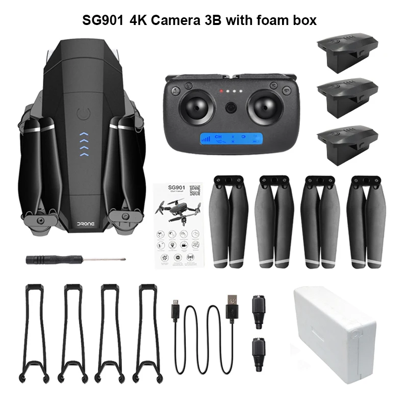 Дрон SG901 Профессиональный складной Дрон HD камера 4K1080P WiFi fpv пульт дистанционного управления 20 минут Квадрокоптер дроны игрушка SSTI-VSG - Цвет: 4K 3B FOAM