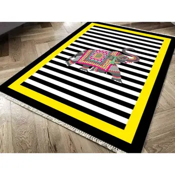 

Slip-resistant Outsole Digital Print Velvet Carpet Elephant Yellow 80x200 cm