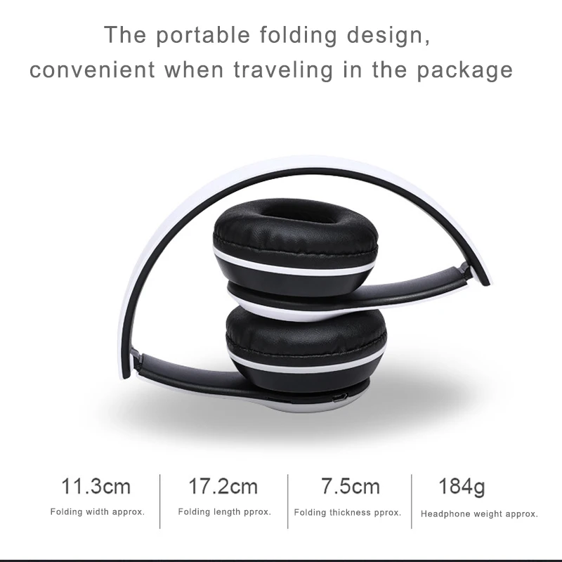 P47 wireless Bluetooth headset built in Micro wireless stereo headset with SD TF FM MP3 Audio cable