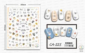 

FreeshippingCA214-240 kitten cat valentine flower nail art sticker nail decoration nail art nail stripe rabbit sticker