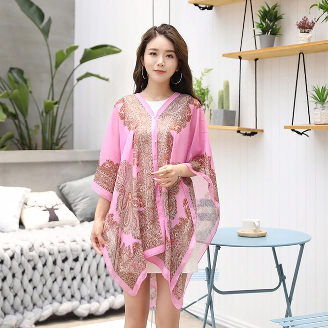 Fashion Women Scarf Shawl Poncho Printed Sunscreen Sun Protection Beach Shawl Bikini Cover Soft Comfortable Hot Sale Pink soft and comfortable nursing shawl gender neutral breast feeding cover provides a safe