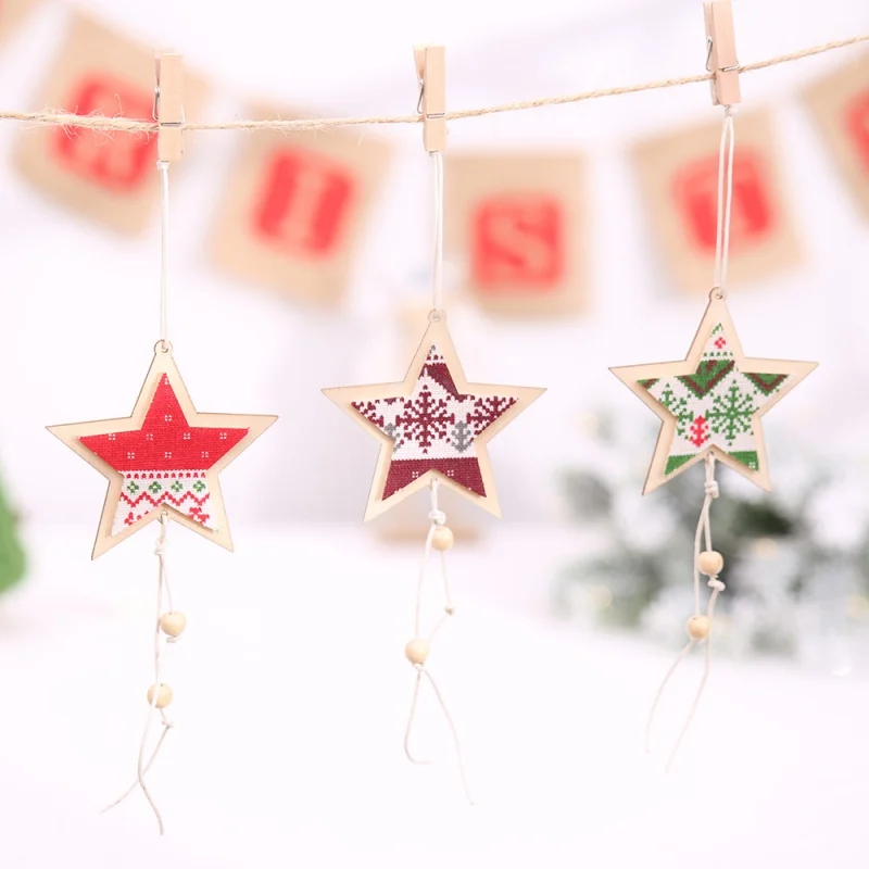 

Wooden Star Christmas Decorative Pendant Drop Ornament For Christmas Tree Decorations Festive Party Supplies Adornos De Navidad