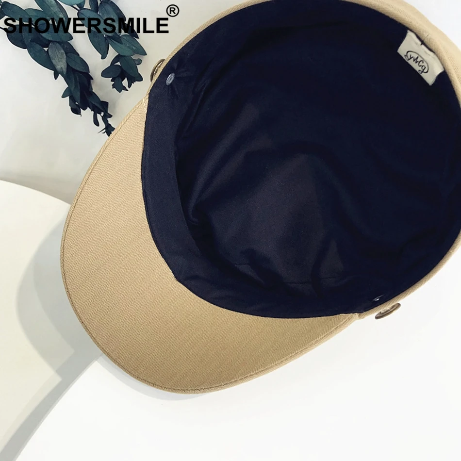 SHOWERSMILE хлопковые кепки газетчика для женщин бежевые плоские мужские