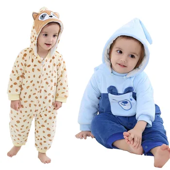 

Newborn Clothes Baby Cotton One-piece Thick Hooded Baby Warm Autumn and Winter Clothes Romper Animal Style Infant Jumpsuit