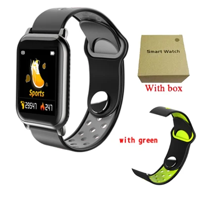 KY11 умные часы водонепроницаемые спортивные для iphone телефон Smartwatch монитор сердечного ритма функции кровяного давления для женщин мужчин детей - Цвет: black-Lbox-green