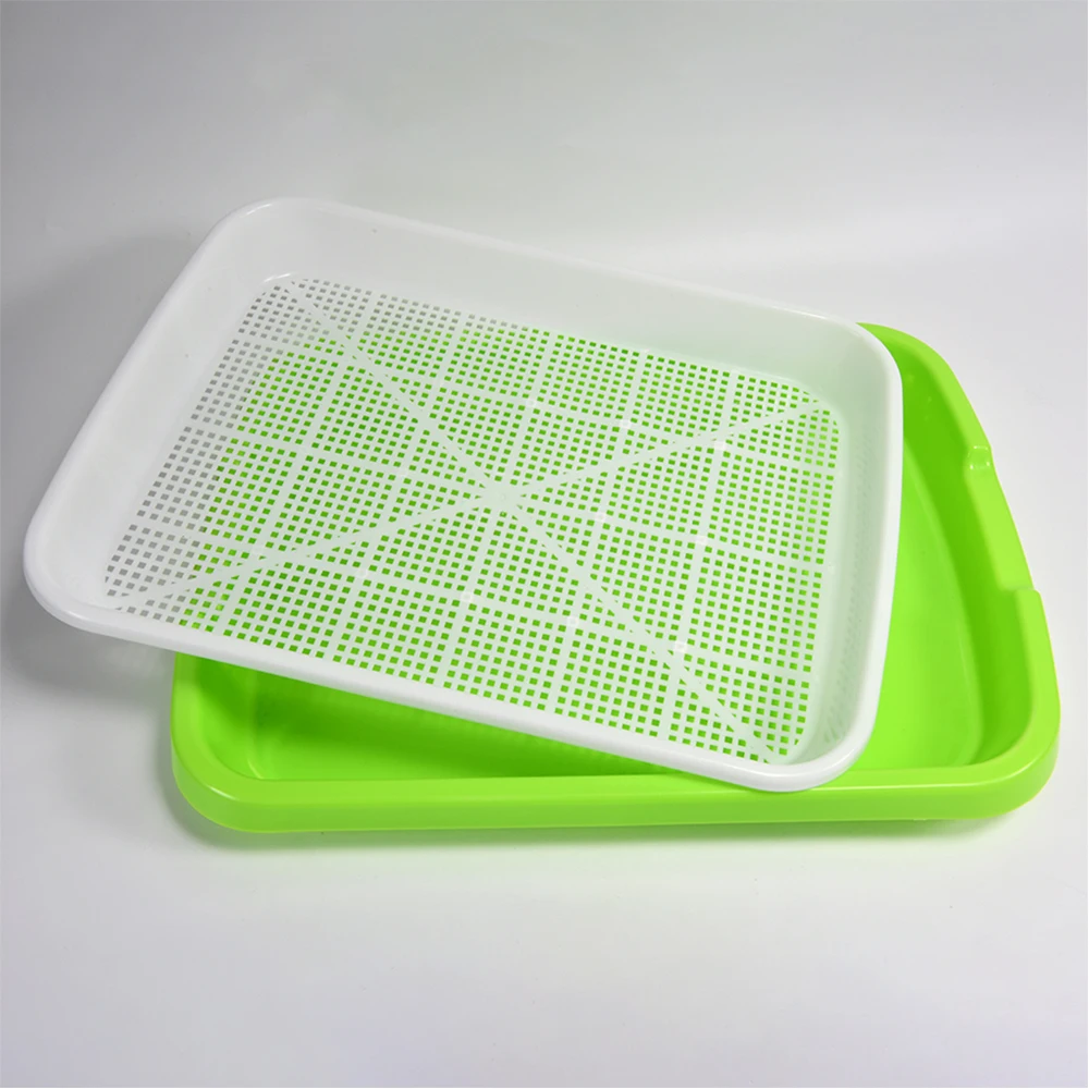 Seed Starter Tray Seedling Tray Hydroponic Plant Pots Seed Sprouter Tray BPA Free PP Soil-Free Large Capacity Healthy with Cover Seedling Sprout Plate Hydroponic Plant Pots