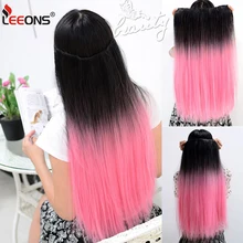 Leeons Super 5Clips In Hair Extension Ombre Synthetic Clip In Hair Extensions Long Straight 5Clips In Hair 22Inch Hairpieces