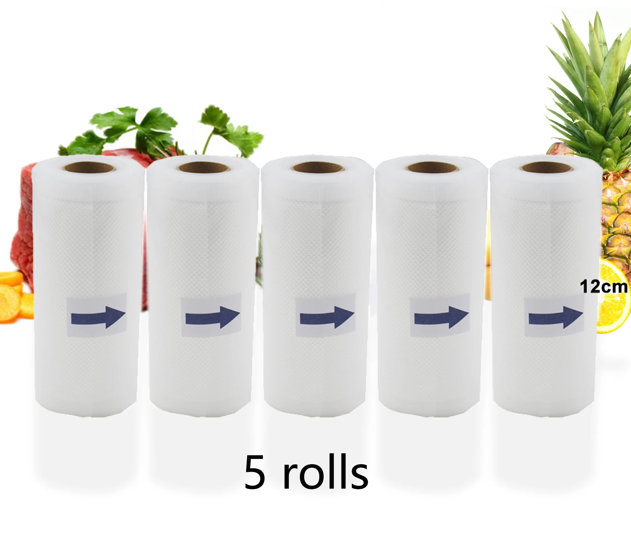 12cm 5 рулонов/партия, кухонные вакуумные пакеты для хранения пищевых продуктов, пакеты для вакуумного упаковщика, упаковка для пищевых продуктов 12+ 15+ 20+ 25+ 28 см* 500 см - Цвет: 12cm