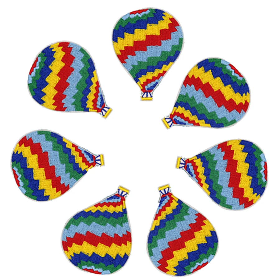 10Pcs Hot Air Balloon 7.3x5.8CM Patches Iron On Or Sew Fabric Sticker For Clothes Badge Patch Embroidered Appliques DIY BT008 | Дом и сад