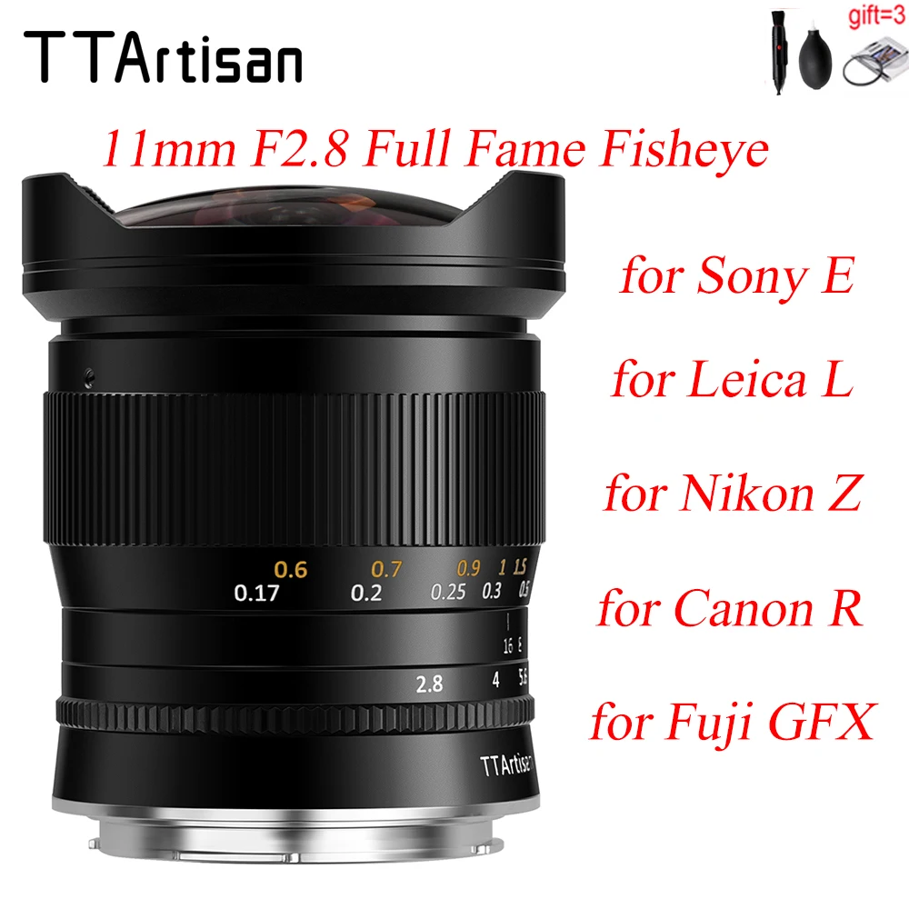 Объектив рыбий глаз TTArtisan 11 мм F2.8 для Sony E Nikon Z Canon R EOS Leica L Sigma Lumix Fuji GFX камера A7R3 A7S