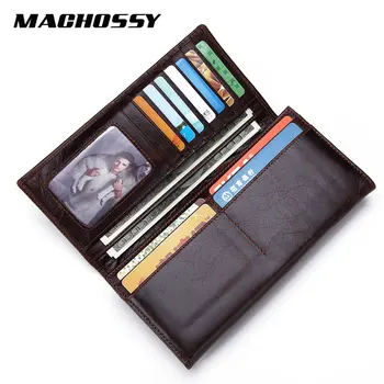 

Genuine Leather Men Wallet Male Long Clutch Card Holder Phone Pocket Vintage Wallets Real Skin Hasp Purse for male