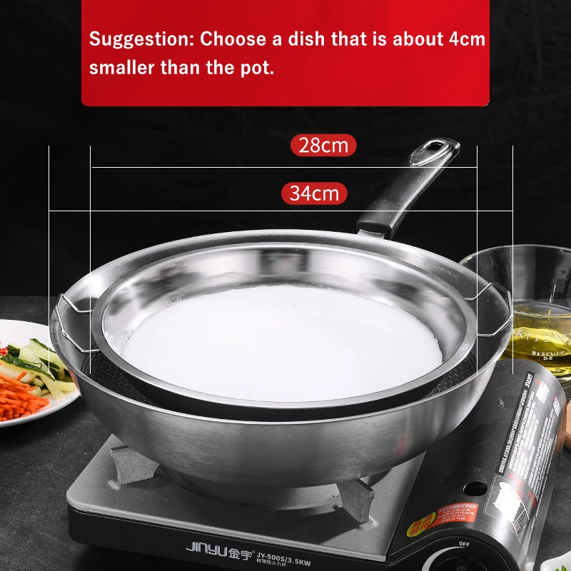 Round Stainless Steel Serving Plates for Food Cold Noodle Making Dishes Steamed Tray Dinnerware Kitchen Pastry Pan with Handle