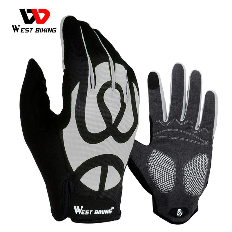 WEST BIKING Full Finger Cycling Gloves Touch Screen GEL Non Slip Pad